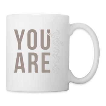 You Are Enough Typography in Elegant Taupe - Mug - white - Right