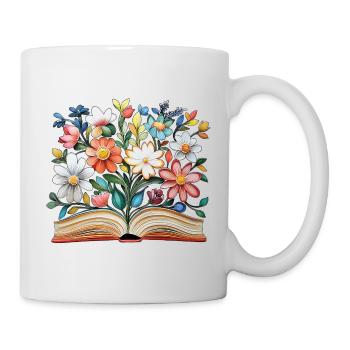 Livre fleuri - Mug blanc - blanc - Droite