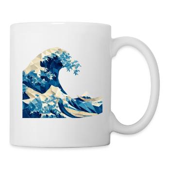Origami Welle japanische Kunst Hokusai Fuji - Tasse - Weiß - Rechts