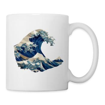 Japanische Welle Origami Stil Hokusai inspiriert  - Tasse - Weiß - Rechts