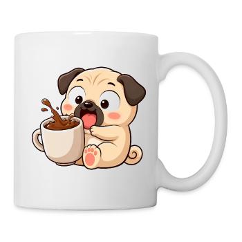 Cute Pug Coffee Coffee Lover Cartoon Funny - Mug - white - Right