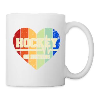 Eishockey Herzschlag Retro Herz Vintage Spruch - Mug - white - Right