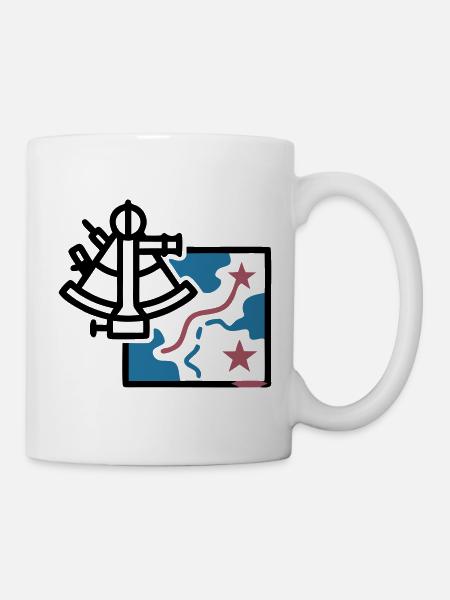 Sextant Navigation Karte Vektor - Tasse - Weiß