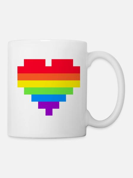 Pixel Herz Regenbogenfahne - Tasse - Weiß
