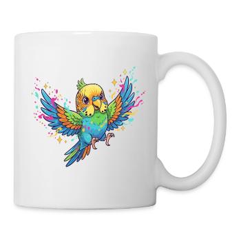Bunter Wellensittich Farbtaumel - Tasse - Weiß - Rechts