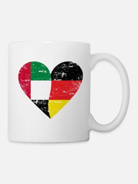 UAE Germany Heart Used - Tasse - Weiß