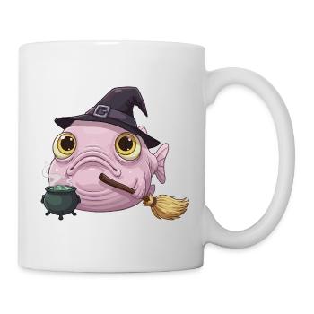 Poisson-Blobfish Drôle - Chapeau de Sorcière et Chaudron Magique - Mug blanc - blanc - Droite