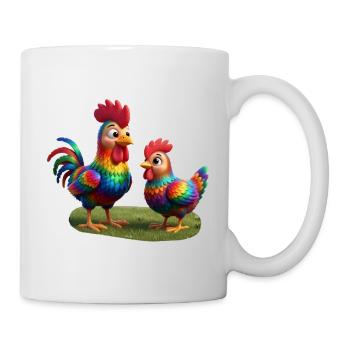 Hahn mit Henne - Tasse - Weiß - Rechts