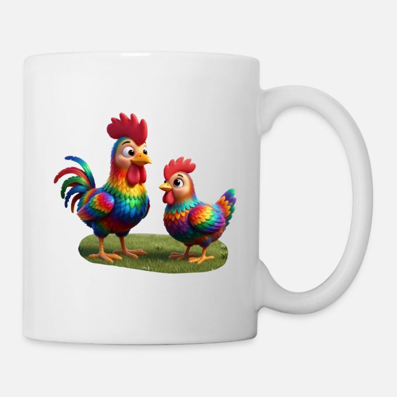 Hahn mit Henne - Tasse - Weiß