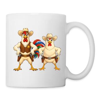 Hahn und Huhn in Wild West - Tasse - Weiß - Rechts