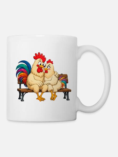 Hahn und Henne - Tasse - Weiß
