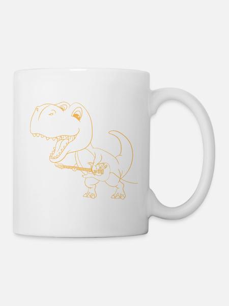 T Rex Gitarre T-Shirt Geschenk Humor - Tasse - Weiß