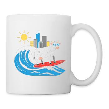 Surfende Kuh am City-Wave - Tasse - Weiß - Rechts