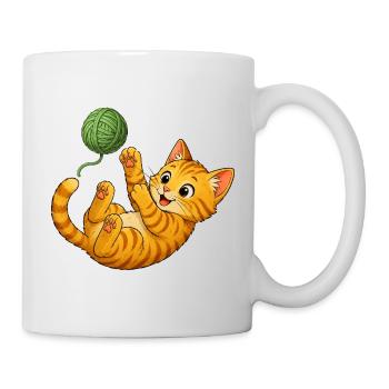Kitten playing with wool - Mug - white - Right