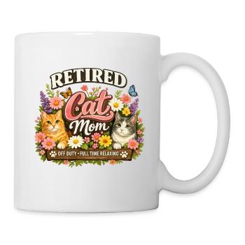 Rentner Katzen Mama Floral Blumen Rente - Tasse - Weiß - Rechts
