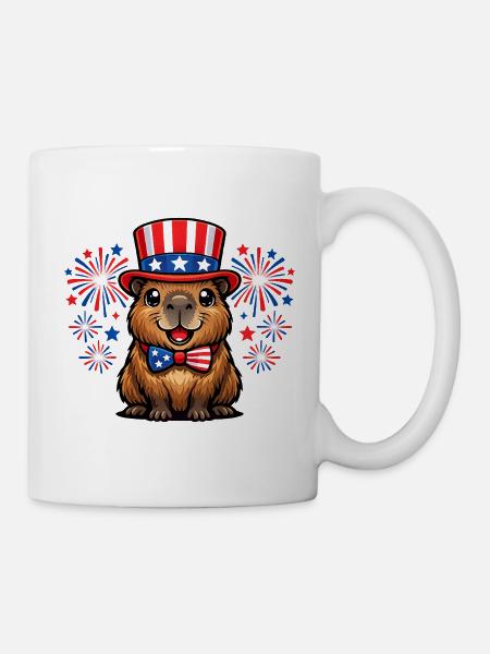 Capybara Wasserschwein Patriot Independence Day - Tasse - Weiß