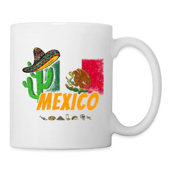 Cactus vintage du Mexique avec drapeau et sombrero - Mug blanc - blanc - Droite