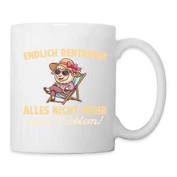 Endlich Rentnerin – Schaf im Liegestuhl - Tasse - Weiß - Rechts