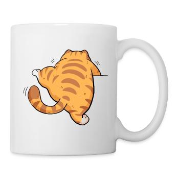 Rückansicht getigertes Kätzchen - Tasse - Weiß - Rechts