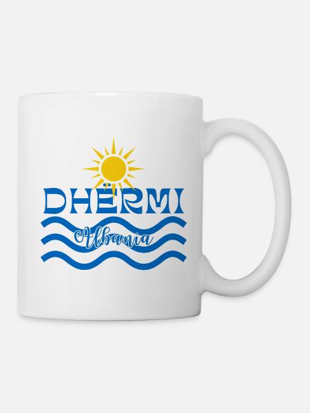 DHËRMI Albanien Sonnenwellen-Logo - Tasse - Weiß