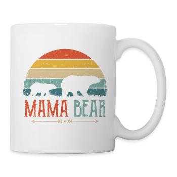 Mama Bear Sunset Family Silhouette - Mug - white - Right