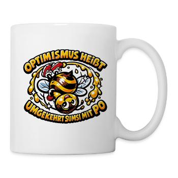 Optimismus-Biene mit Honigträumen - Tasse - Weiß - Rechts