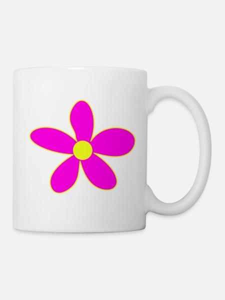 Neonpink Blütenzauber Gelbe Mitte - Tasse - Weiß