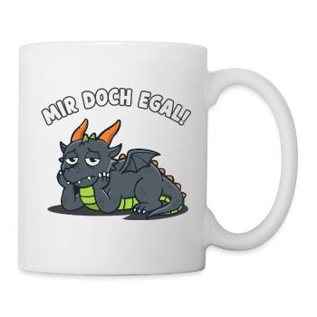 Drache Mir Doch Egal Lustiger Spruch - Tasse - Weiß - Rechts