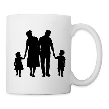 Silhouette familiale Chers enfants Parents Maman Papa - Mug blanc - blanc - Droite