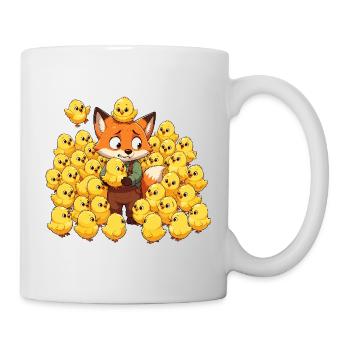 Renard avec des joies de poussins - Mug blanc - blanc - Droite