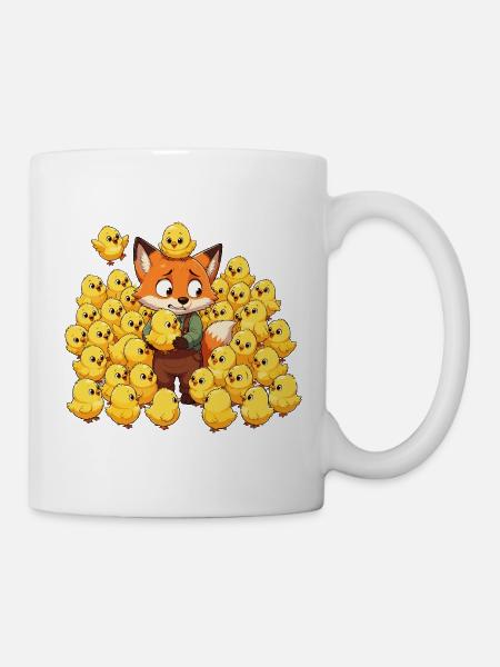 Fuchs mit Kükenfreuden - Tasse - Weiß