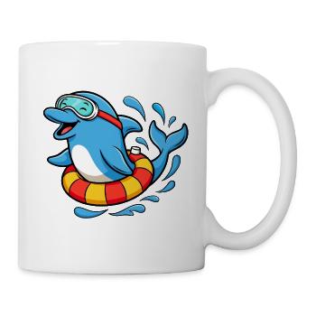 Divertissements de baignade de dauphins - Mug blanc - blanc - Droite