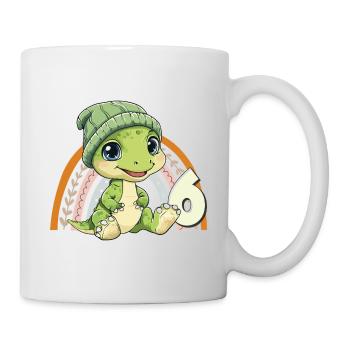6th Birthday Dinosaur Rainbow Cute Cute - Mug - white - Right