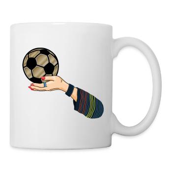Hand mit Fußball  - Tasse - Weiß - Rechts