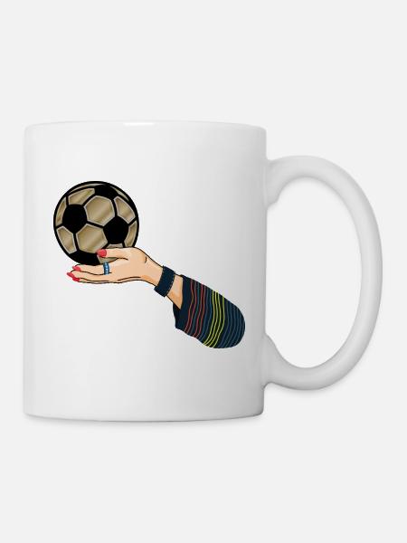 Hand mit Fußball - Tasse - Weiß