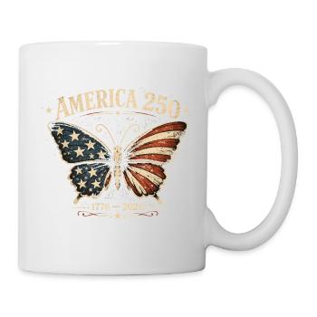 America 250 Vintage Schmetterling | Nationalfeiertag der USA - Tasse - Weiß - Rechts