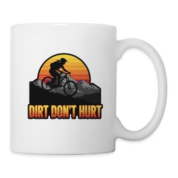 Dirt Don't Hurt Retro Mountain Biker Sunset - Tasse - Weiß - Rechts