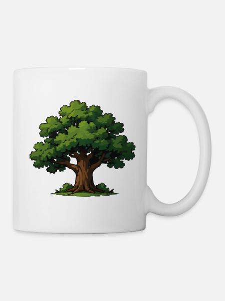 Alter Baum im Waldduft - Tasse - Weiß