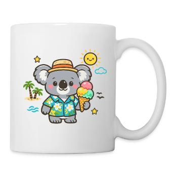 Koala im Hawaii-Hemd mit Eiscreme - Tasse - Weiß - Rechts