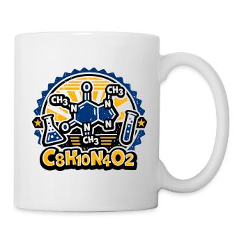 Caffeine Molecule Neon Badge Design - Mug - white - Right