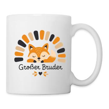 Großer Bruder Fuchs Boho Waldtier Design - Tasse - Weiß - Rechts