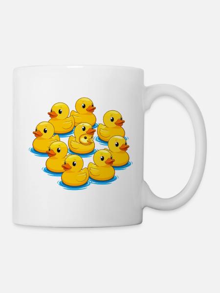 Rudel Gummienten am Wasser - Tasse - Weiß