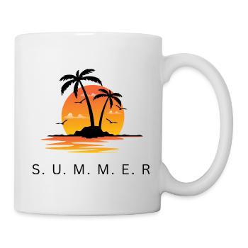 Sonnenuntergang Inselpalmen Silhouette Summer - Tasse - Weiß - Rechts