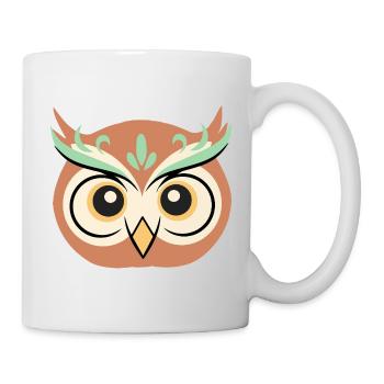 Sleepy Owl Cartoon Face - Mug - white - Right