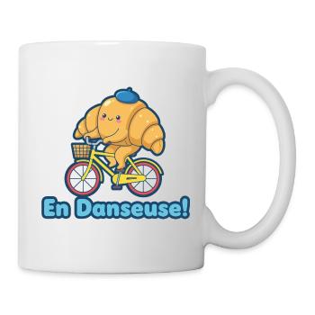 Croissant Mignon À Vélo En Danseuse - Mug blanc - blanc - Droite