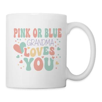 Geschlechterenthüllung Oma Pink oder Blau Team Pink Baby - Tasse - Weiß - Rechts