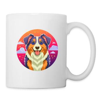 Australian Shepherd (Porträt-Comic) - Tasse - Weiß - Rechts