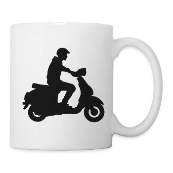Rollerfahrer Motorroller Moped Roller Silhouette - Tasse - Weiß - Rechts