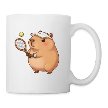 Capybara spielt Tennis - Tasse - Weiß - Rechts