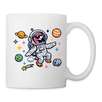 Dessin animé d’astronaute dans l’espace Flamant rose - Mug blanc - blanc - Droite